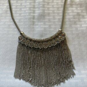 Diamond & Silver Chain Necklace, 22" chain with 12 Diamonds